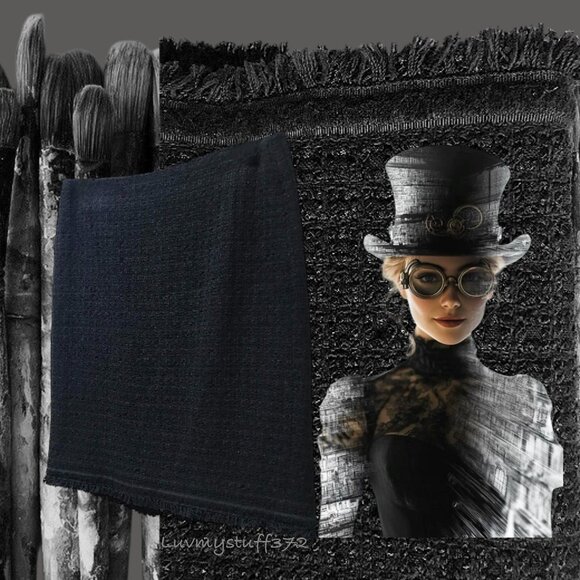 Cute Talbots Black Textured Pencil Skirt with FUN Furry Hem!!! - Picture 10 of 14